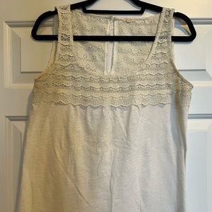 J. Crew white lace and jersey tank